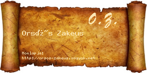 Orsós Zakeus névjegykártya